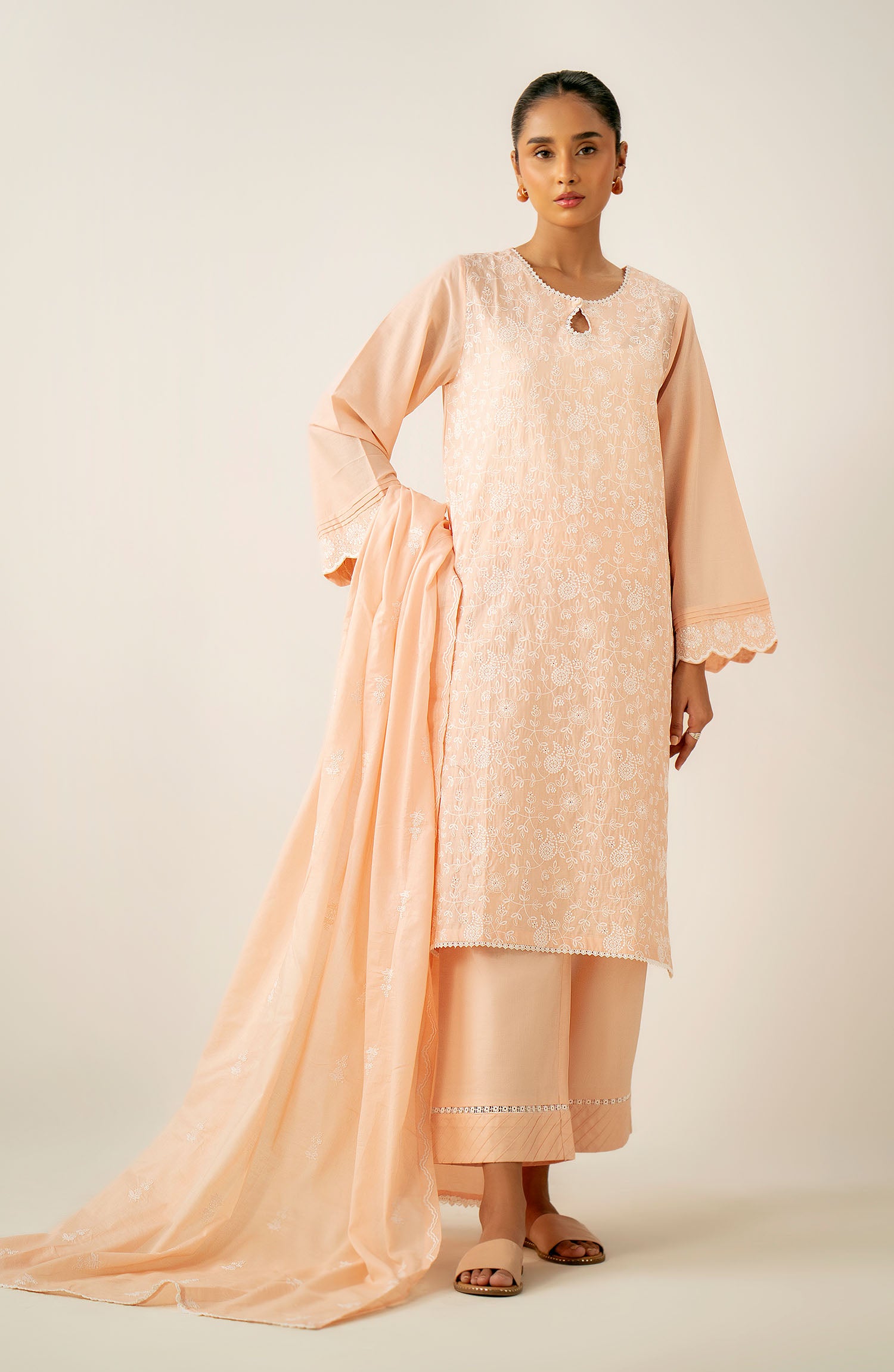 Stitched 3 Piece Embroidered Lawn Chikankari Suit